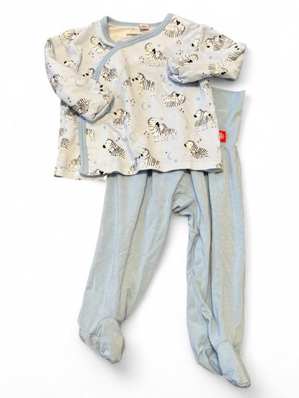 Magnetic Me Light Blue Zebra Footed Pajama Set